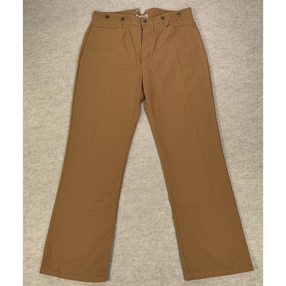 Classic Old West Styles Mens Size 40 Brown Canvas Cinch Back Button Fly Trousers